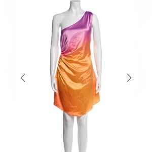 Baobab One-Shoulder Gradient Mini Dress in Pink and Orange L NWT
